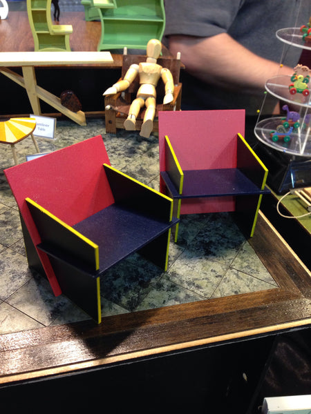 Rietveld Style Red Blue arm chair