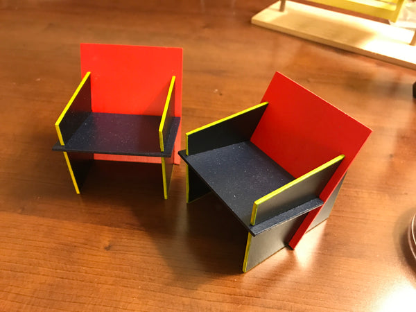 Rietveld Style Red Blue arm chair